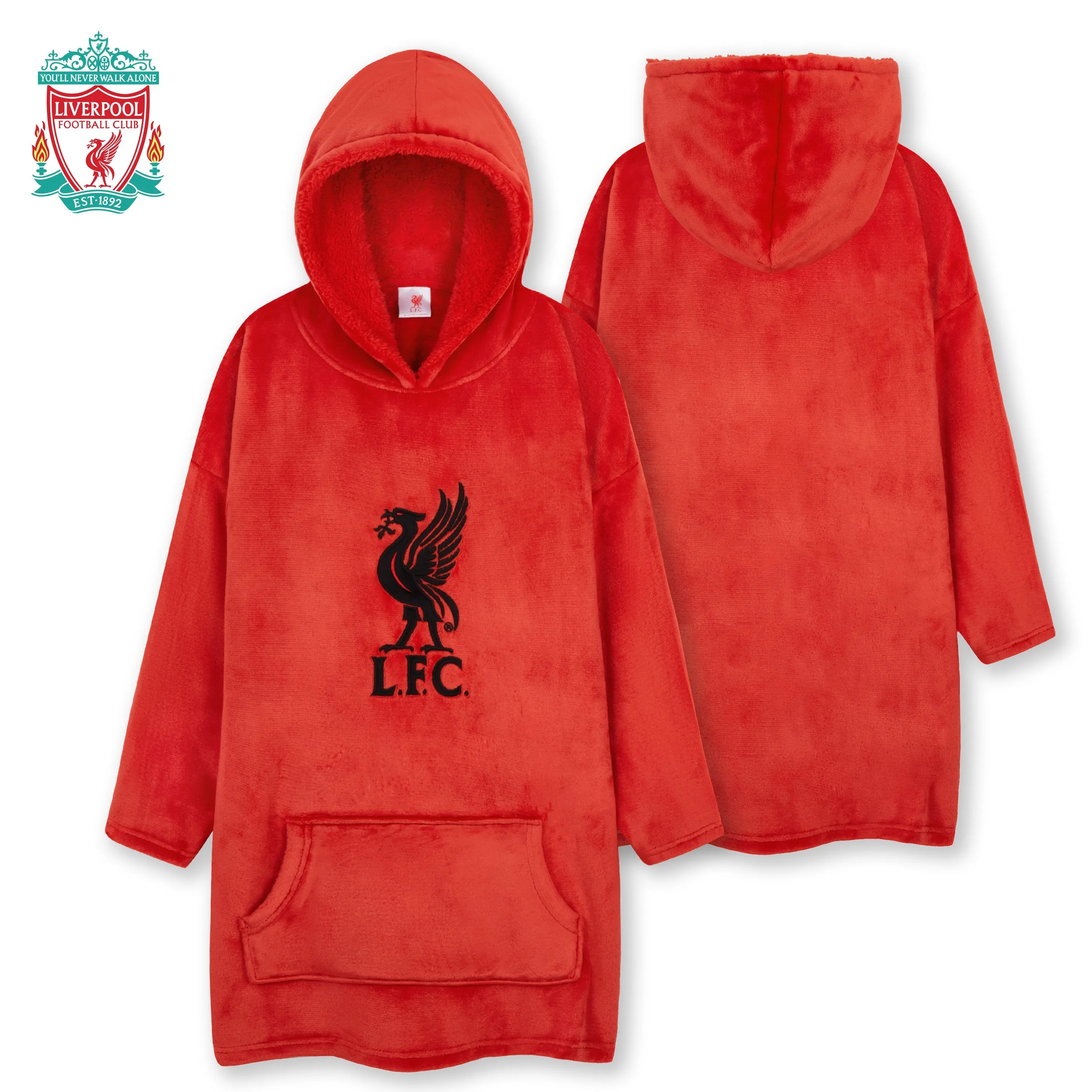 Liverpool F.C. Boys Hoodies, RED Oversized Hoodie Blanket, Kids Football Gifts