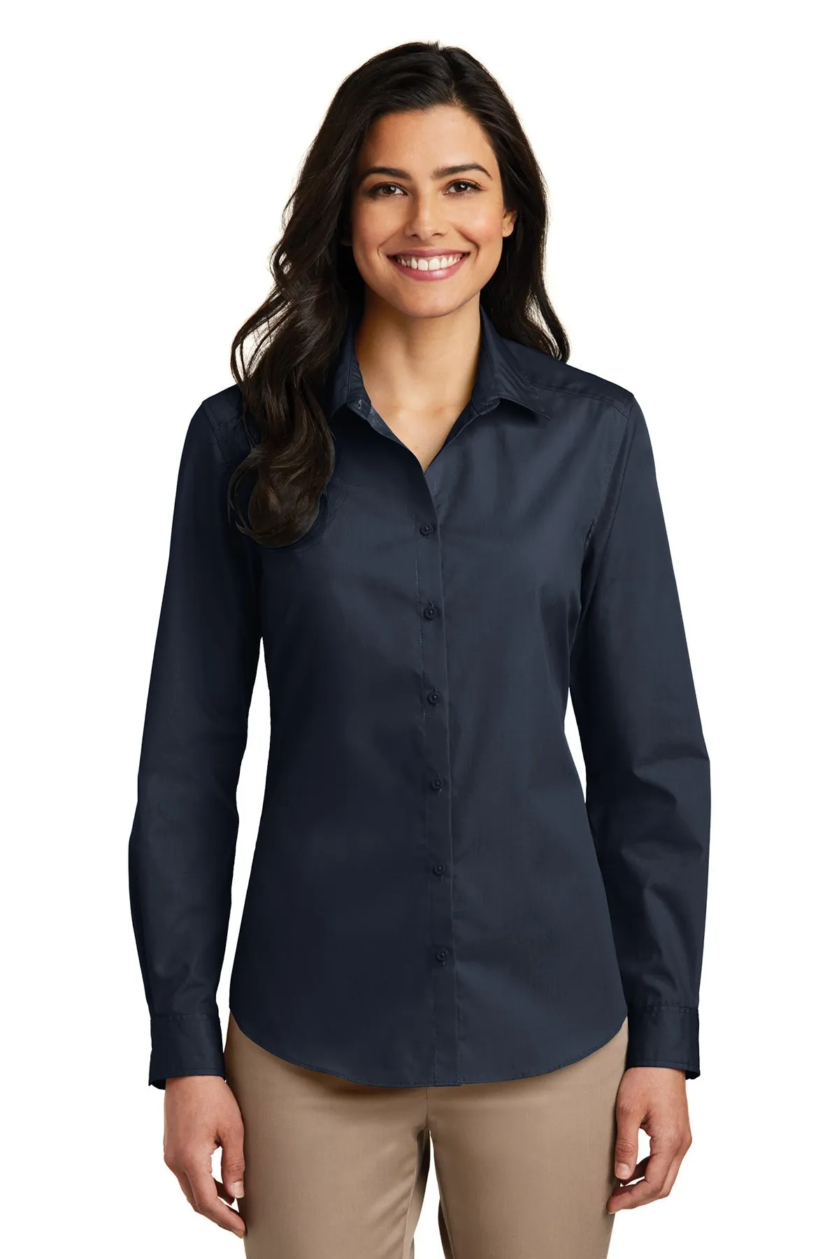 LW100-Port Authority® Ladies Long Sleeve Carefree Poplin Shirt