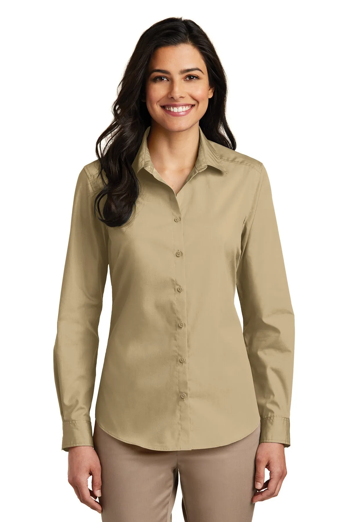 LW100-Port Authority® Ladies Long Sleeve Carefree Poplin Shirt