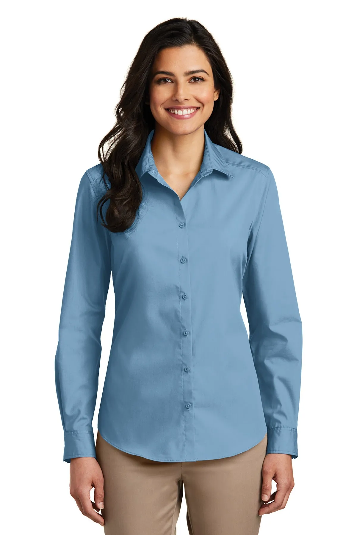 LW100-Port Authority® Ladies Long Sleeve Carefree Poplin Shirt