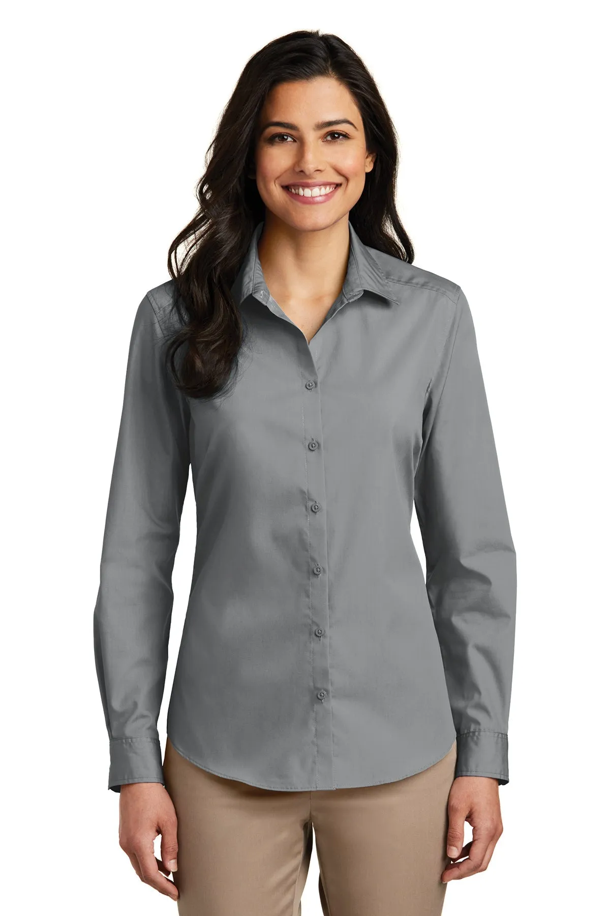 LW100-Port Authority® Ladies Long Sleeve Carefree Poplin Shirt