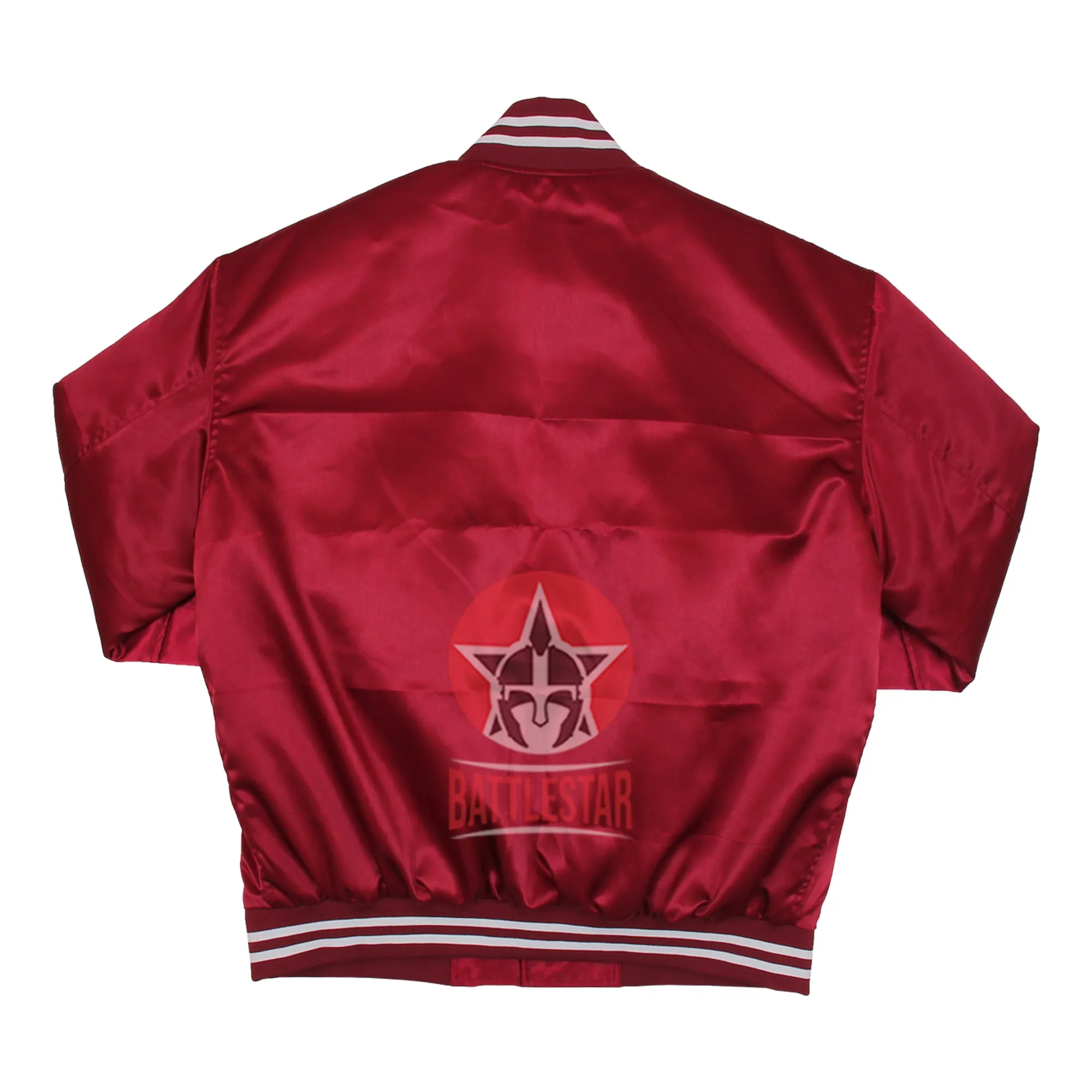 Maroon Satin Varsity Baseball Jacket Maroon white Rib