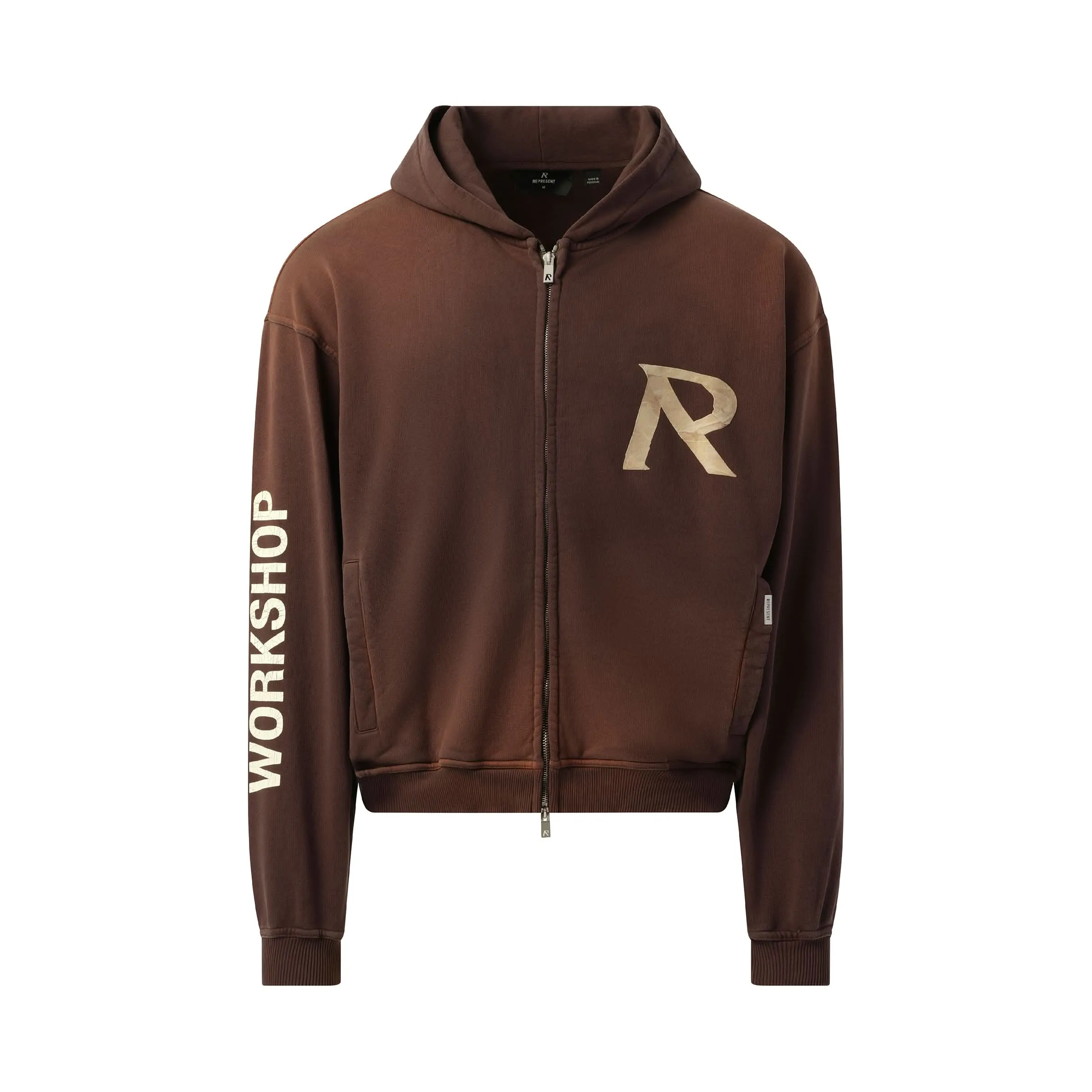 Masking Tape Initial Zip Hoodie in Cedar