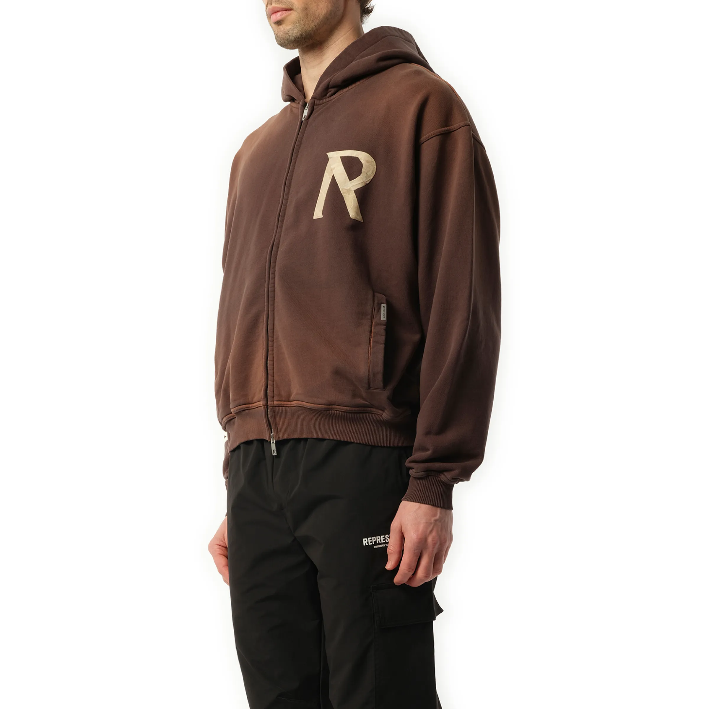 Masking Tape Initial Zip Hoodie in Cedar