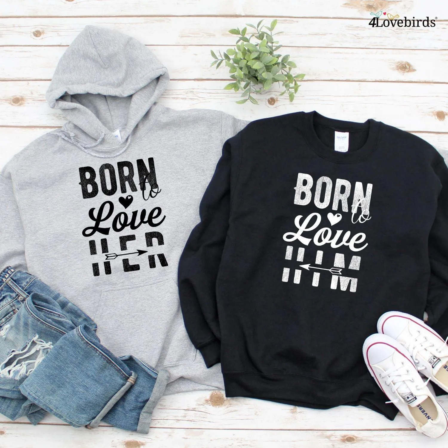 Matching Set Outfits: 'Born to Love Him/Her' - Chic and Cozy Couple Attire