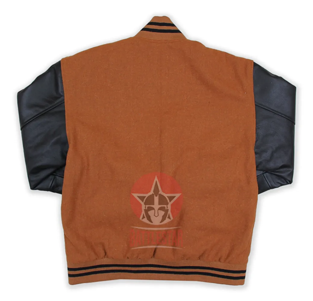 Men`s Brown Wool Varsity Chocolate Brown Sleeves