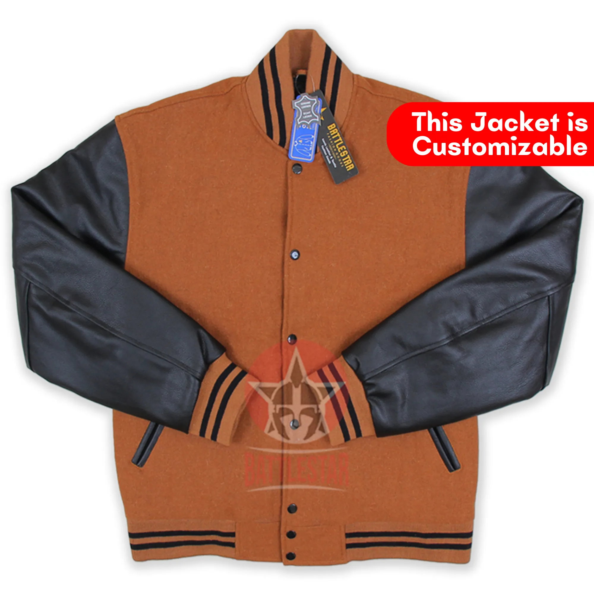 Men`s Brown Wool Varsity Chocolate Brown Sleeves