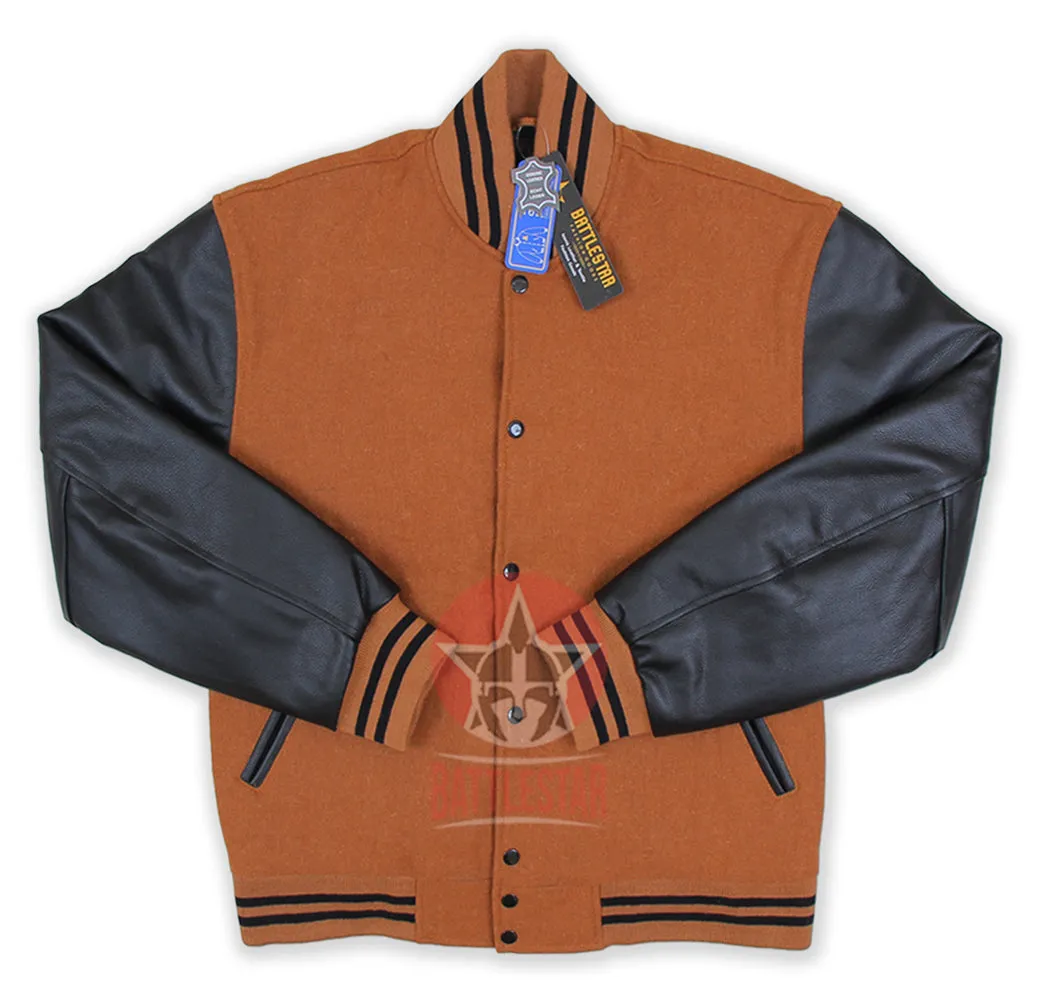 Men`s Brown Wool Varsity Chocolate Brown Sleeves