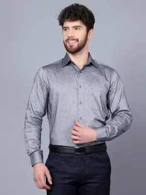 Men's Charcoal Grey Formal Plain Full Sleeve Shirt