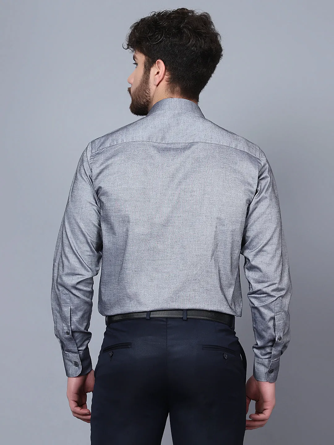 Men's Charcoal Grey Formal Plain Full Sleeve Shirt