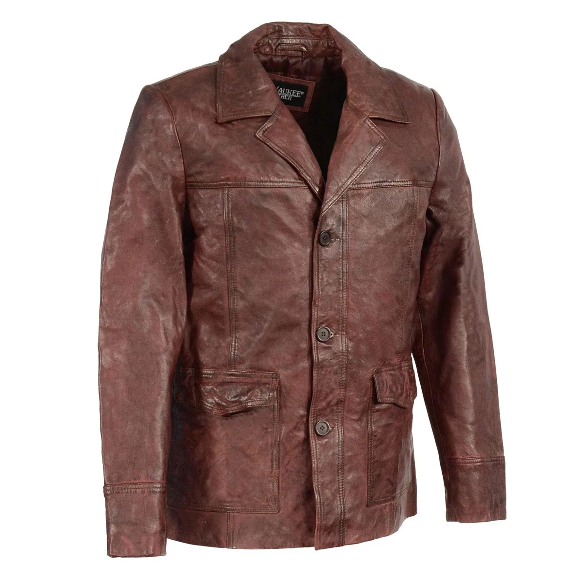 Milwaukee Leather SFM1870 Men's Classic Red Leather Button Closure Car Coat Blazer Jacket