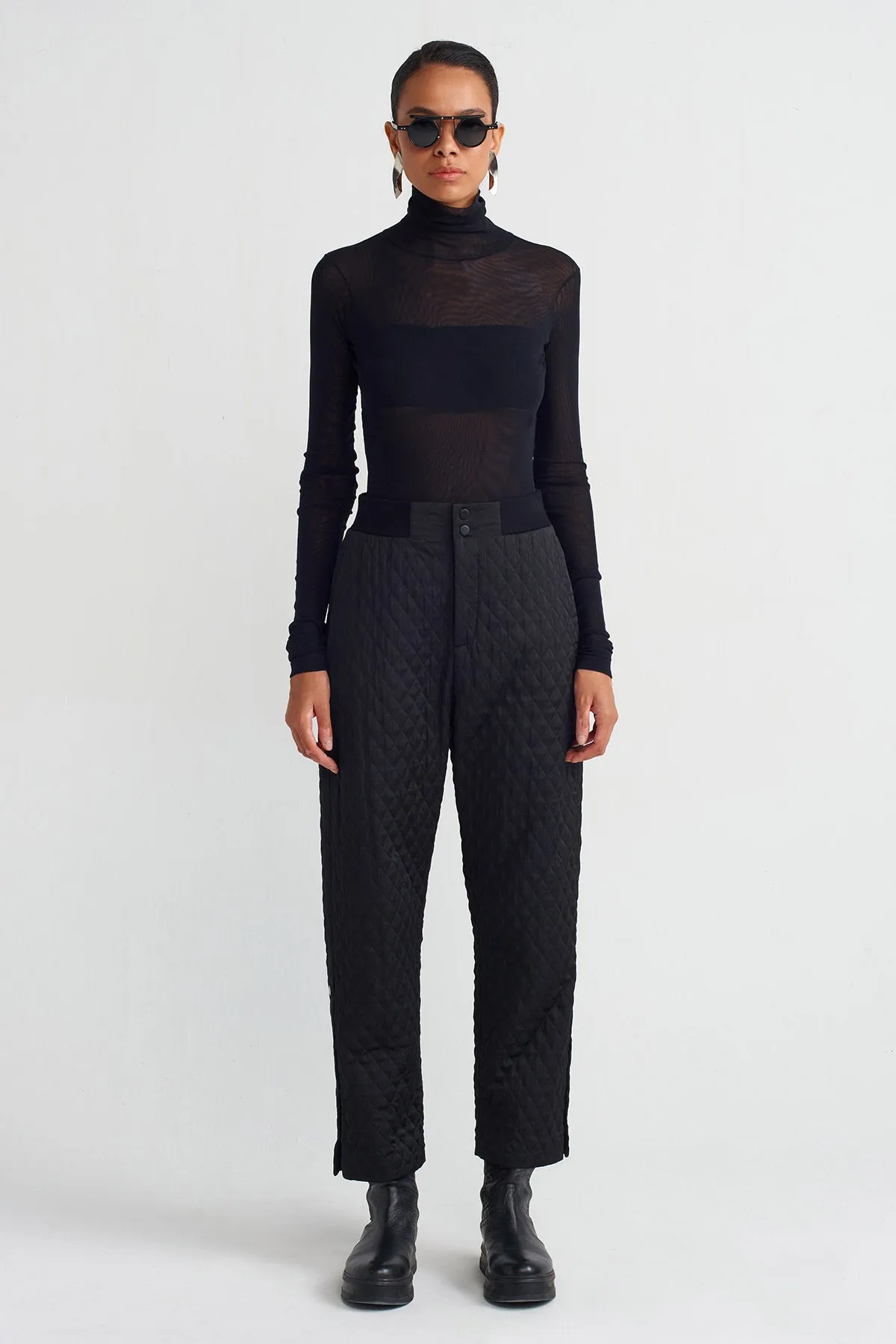 Nu Quilted Pants Black/Nude