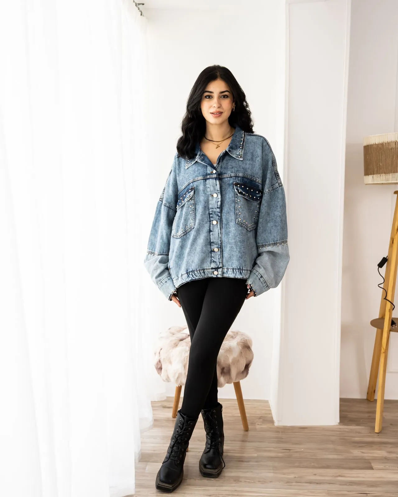 Oversized denim jacket - blue