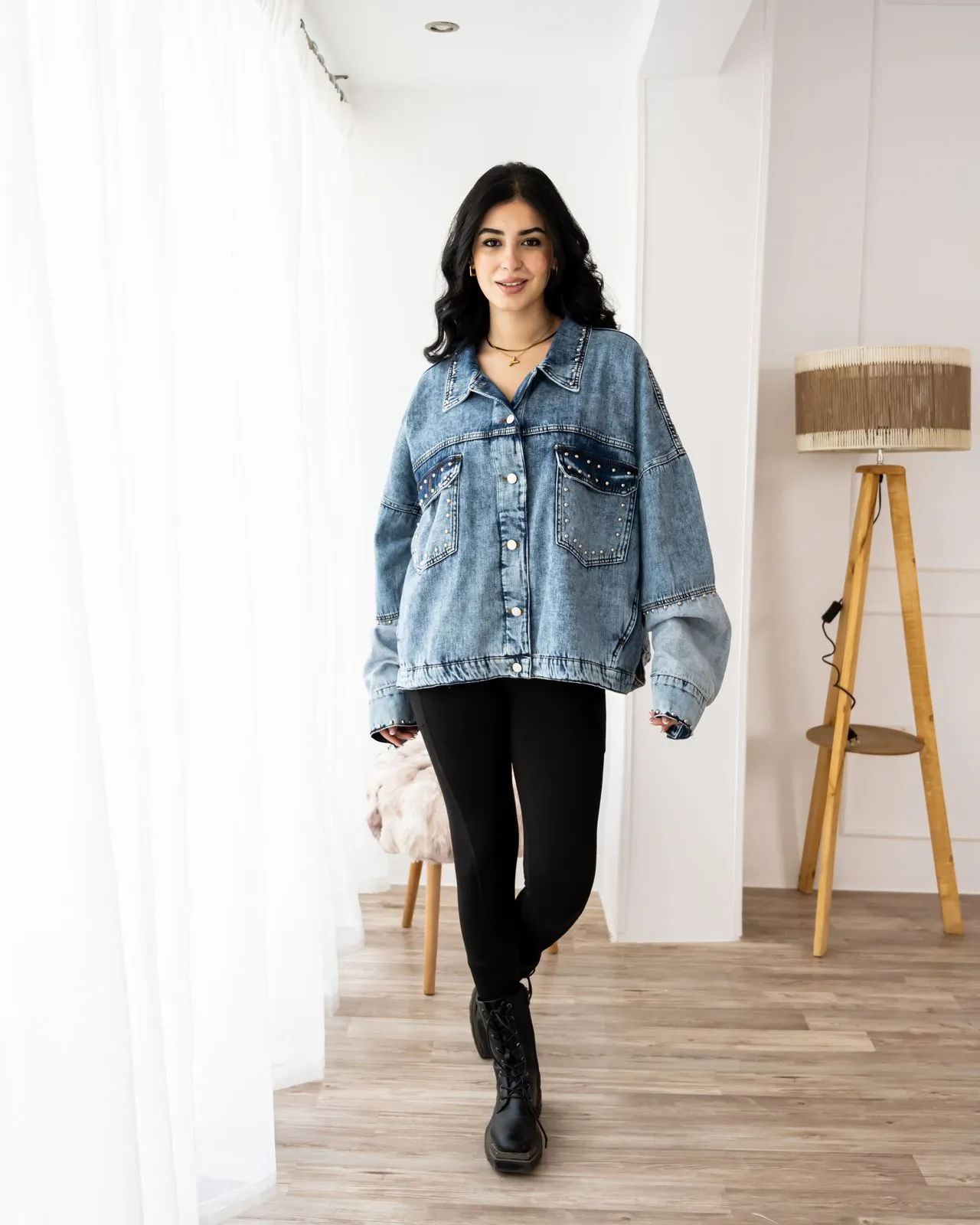 Oversized denim jacket - blue