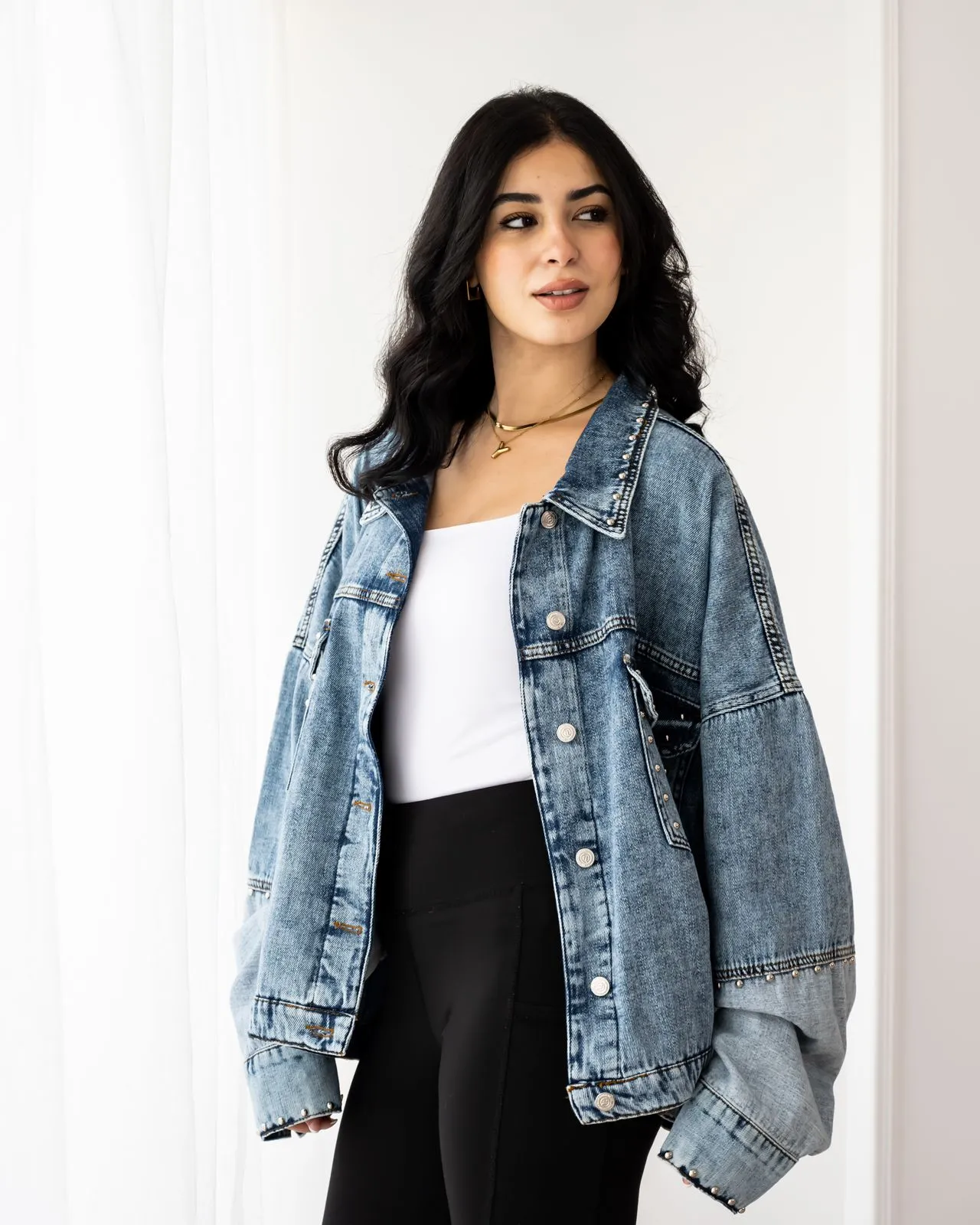 Oversized denim jacket - blue