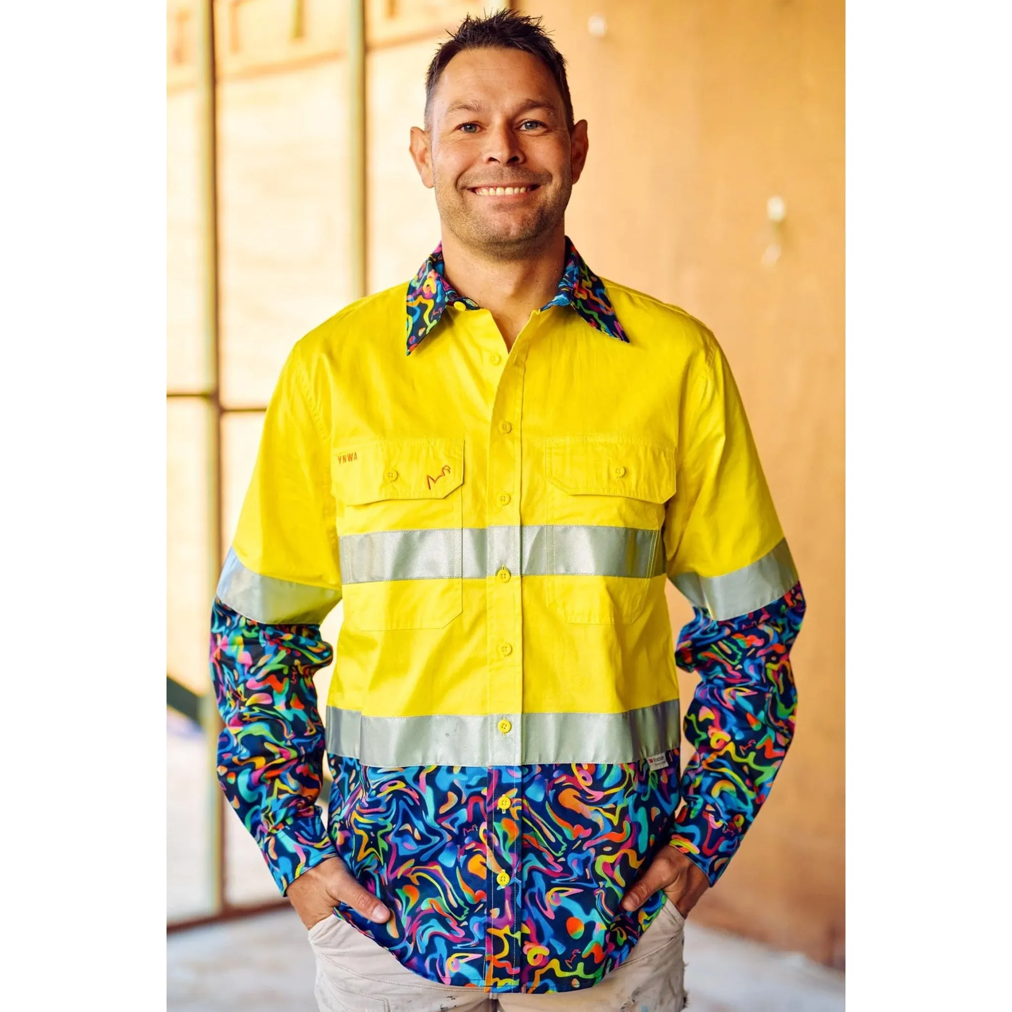 PEARLER YELLOW DAY/NIGHT HI VIS 2.0 FULL BUTTON WORK SHIRT