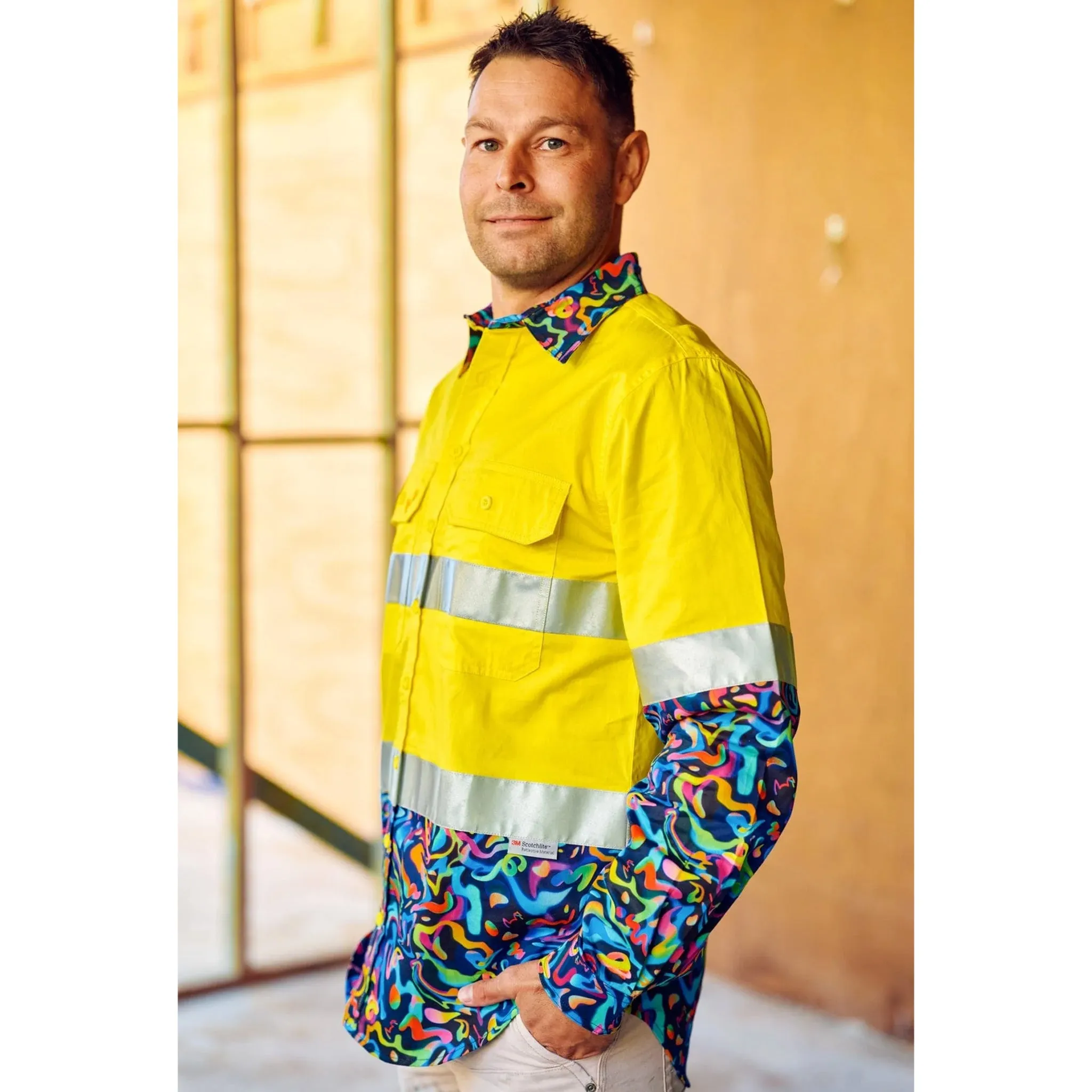 PEARLER YELLOW DAY/NIGHT HI VIS 2.0 FULL BUTTON WORK SHIRT