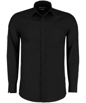 Poplin shirt long-sleeved (tailored fit) | Black*