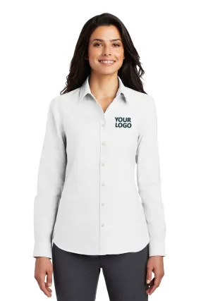 Port Authority Ladies SuperPro Custom Oxford Shirts, White