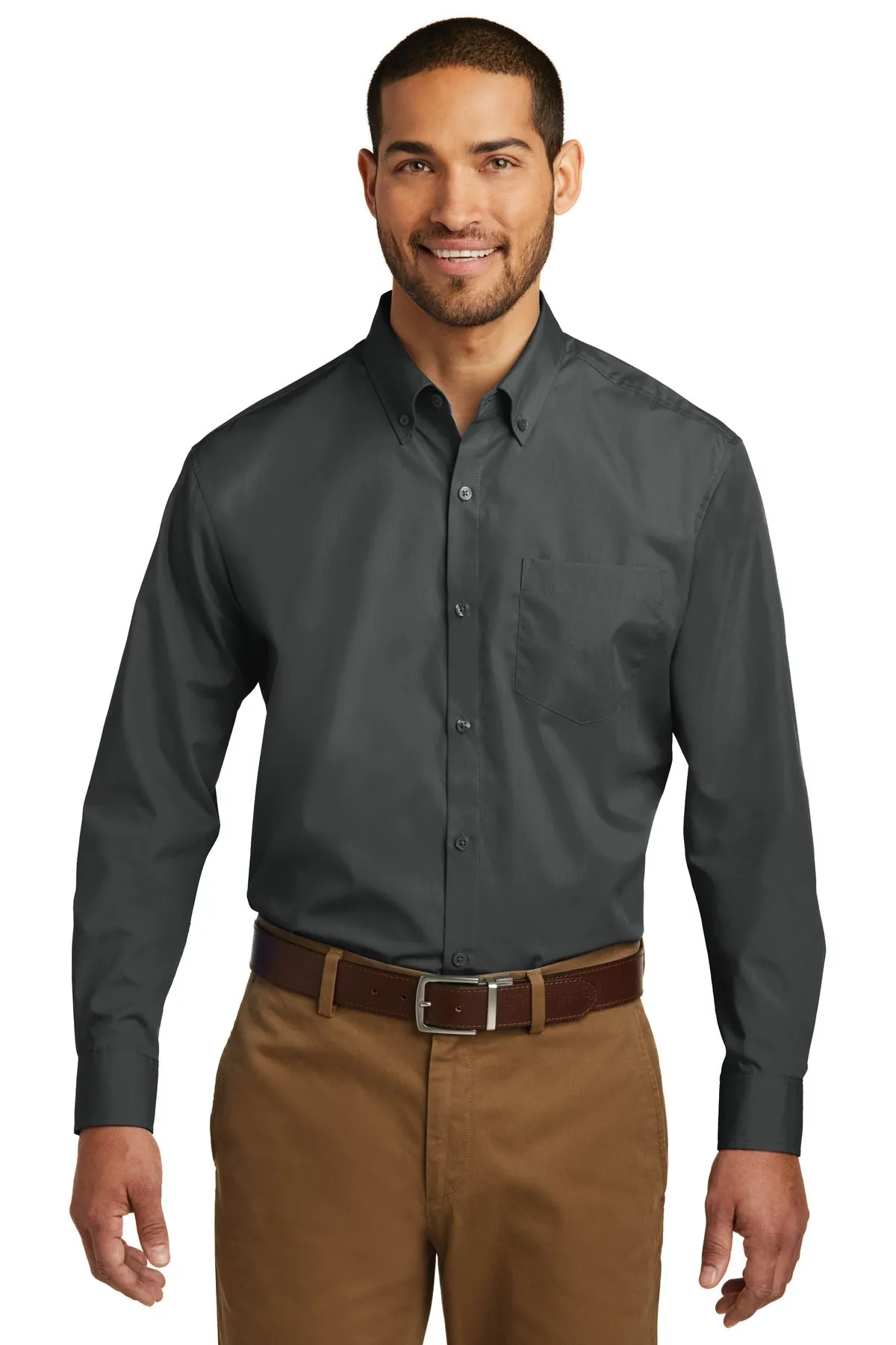 Port Authority Long Sleeve Carefree Poplin Shirt. W100