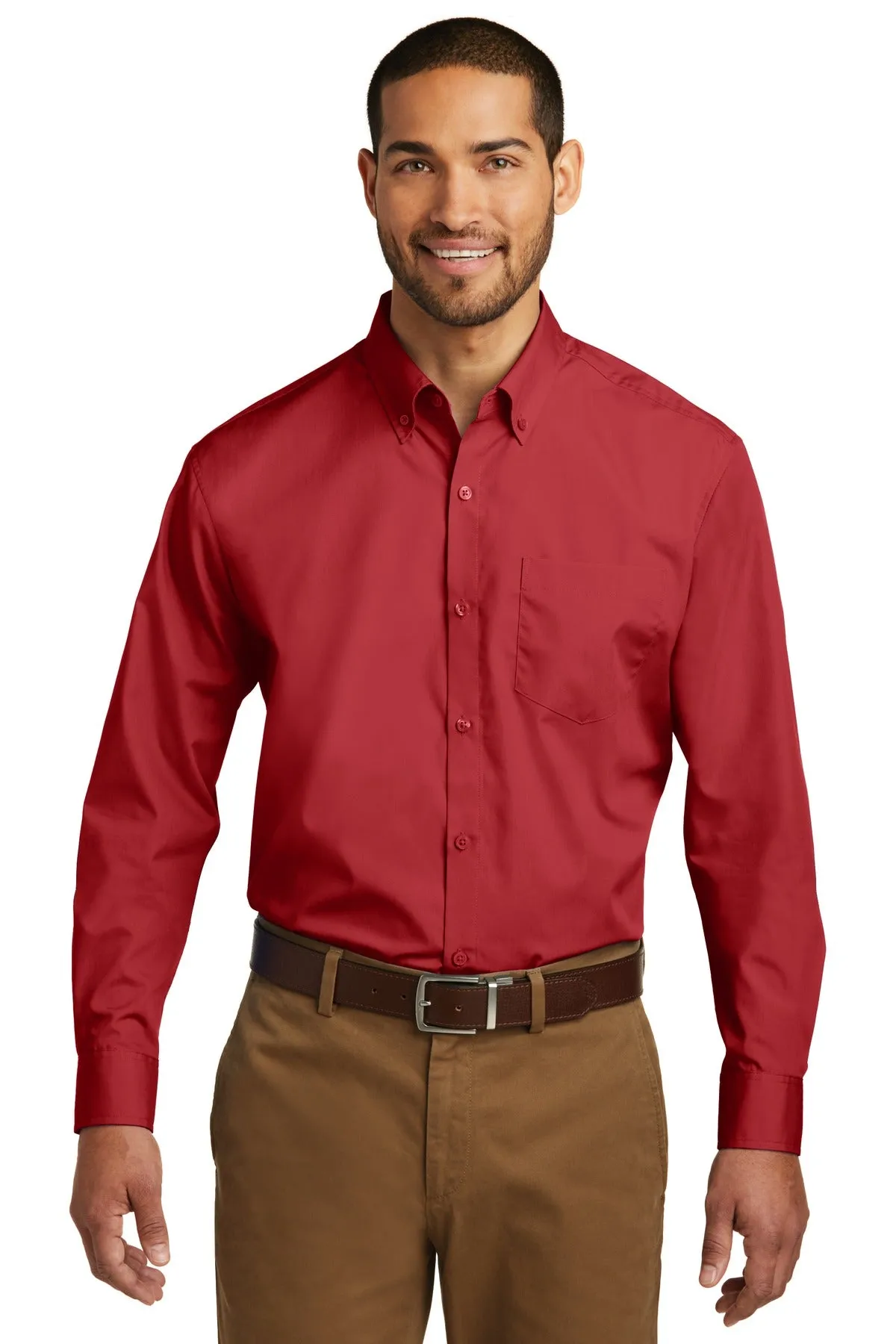 Port Authority Long Sleeve Carefree Poplin Shirt. W100