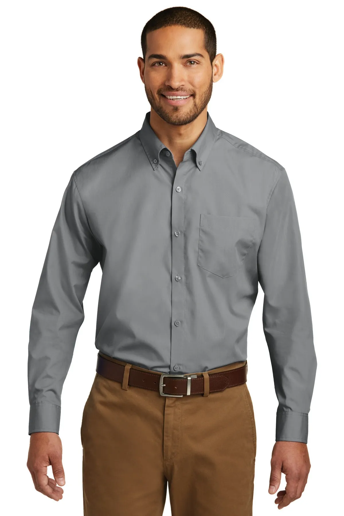 Port Authority Long Sleeve Carefree Poplin Shirt. W100