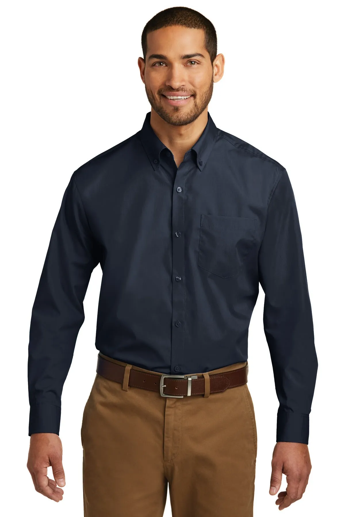 Port Authority Long Sleeve Carefree Poplin Shirt. W100