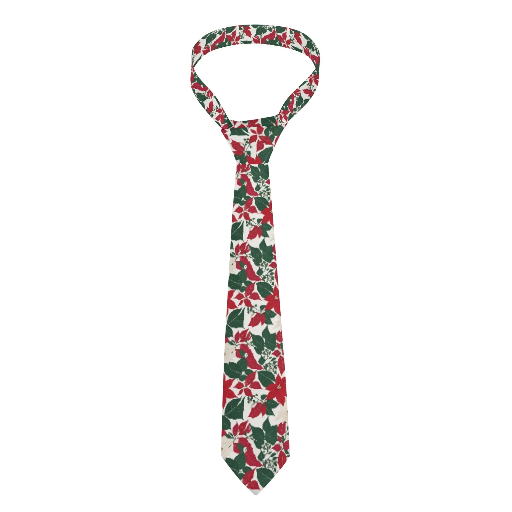 Red And White Poinsettia Flower Necktie