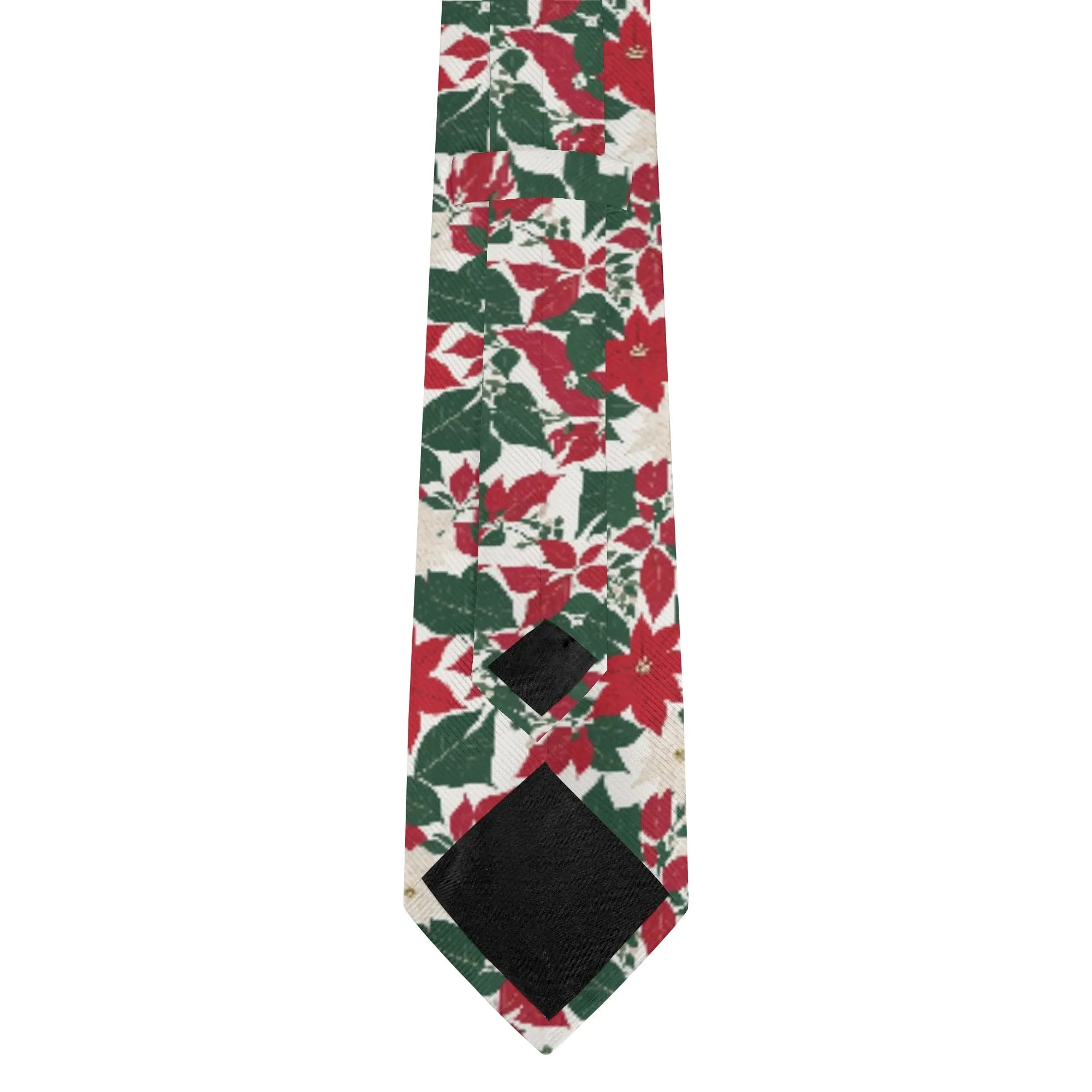 Red And White Poinsettia Flower Necktie