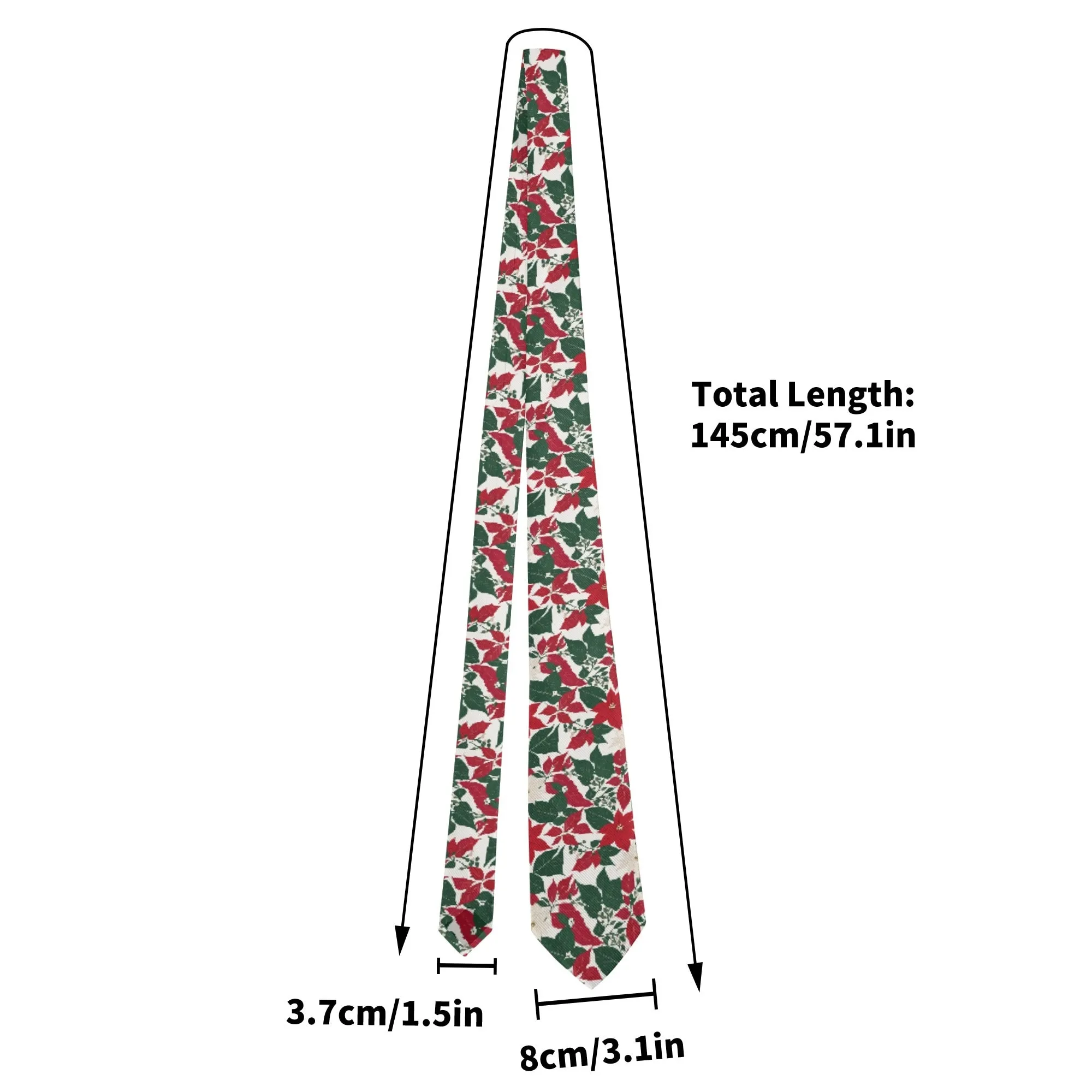 Red And White Poinsettia Flower Necktie