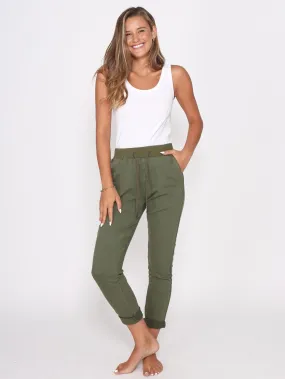 Riley Stretch Denim Joggers - Khaki