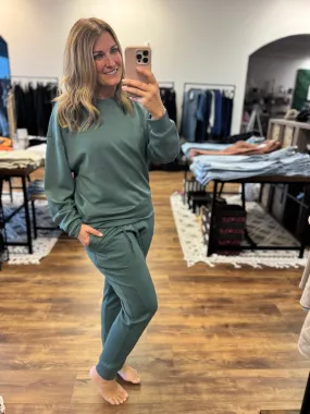 Scuba Crewneck Pullover & Jogger 2-Piece Set - Ash Jade