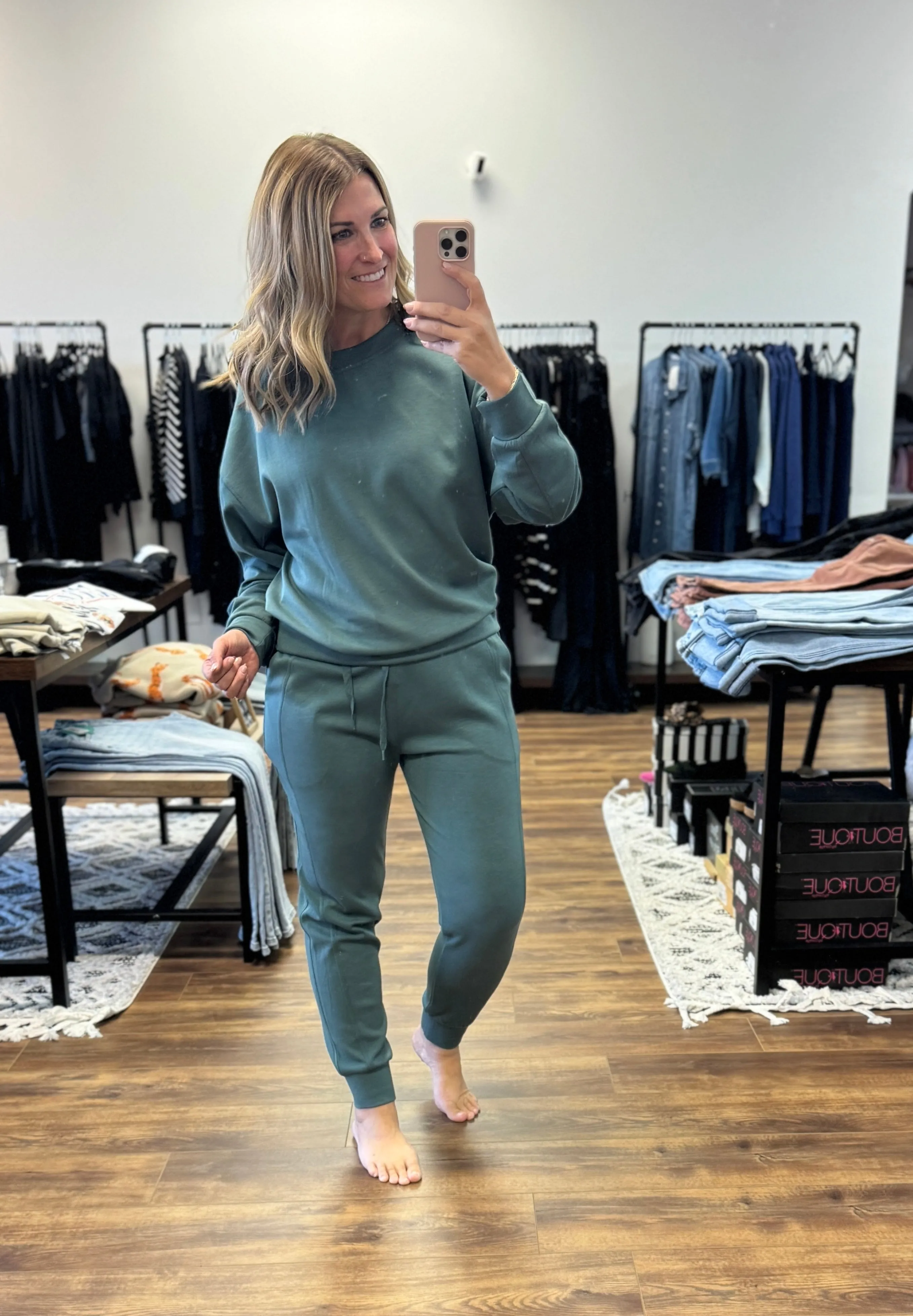 Scuba Crewneck Pullover & Jogger 2-Piece Set - Ash Jade