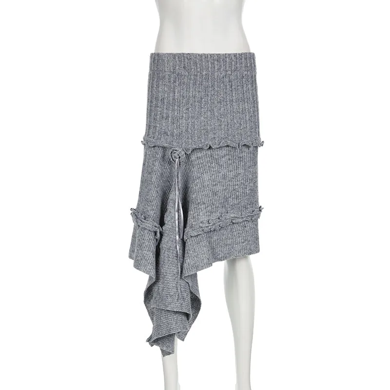 Selina Irregular Woolen Midi Skirt