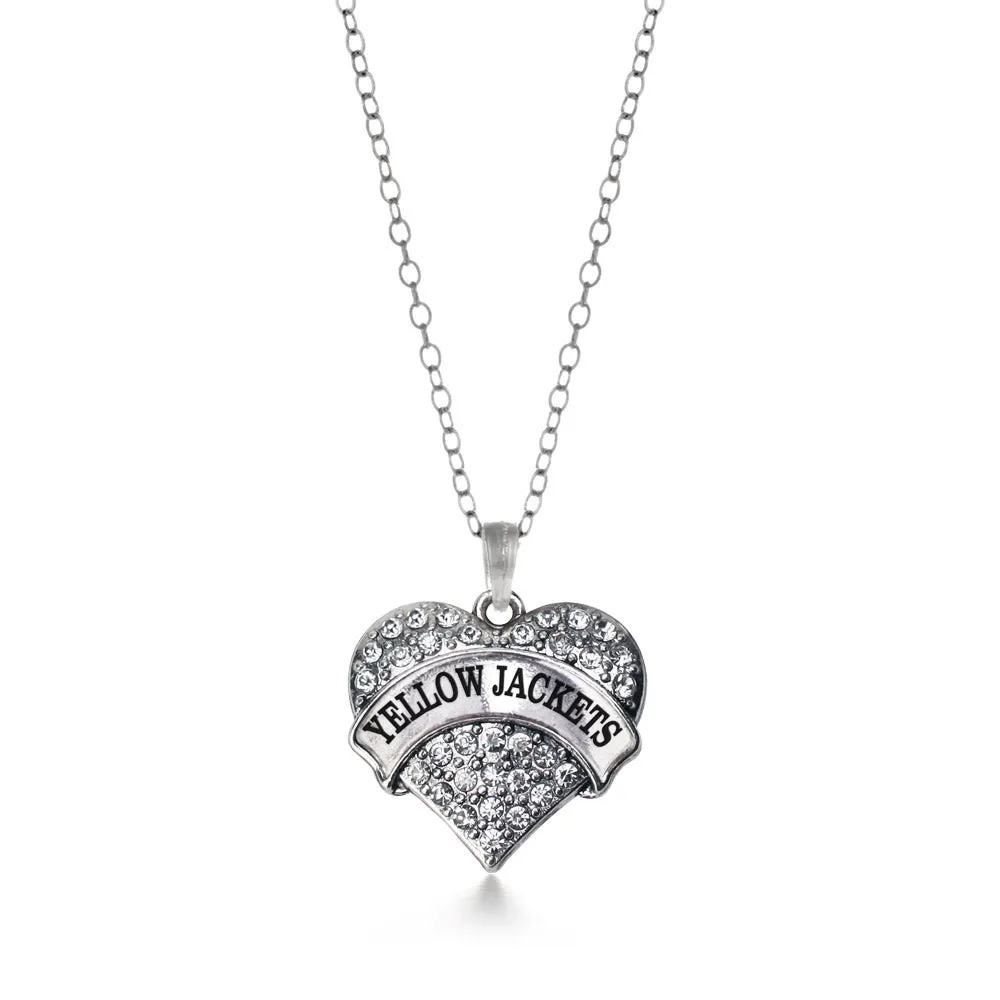 Silver Yellow Jackets Pave Heart Charm Classic Necklace