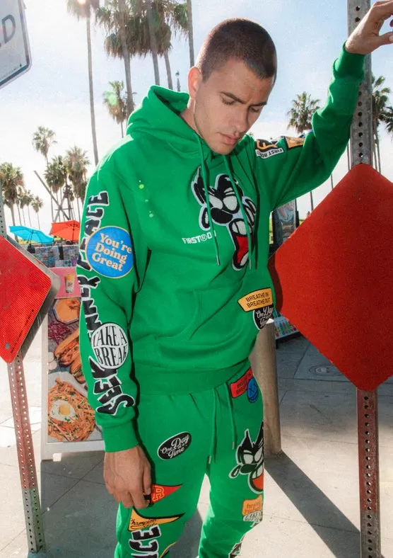 Spring Break Chenile Patch Graphic Hoodie GREEN