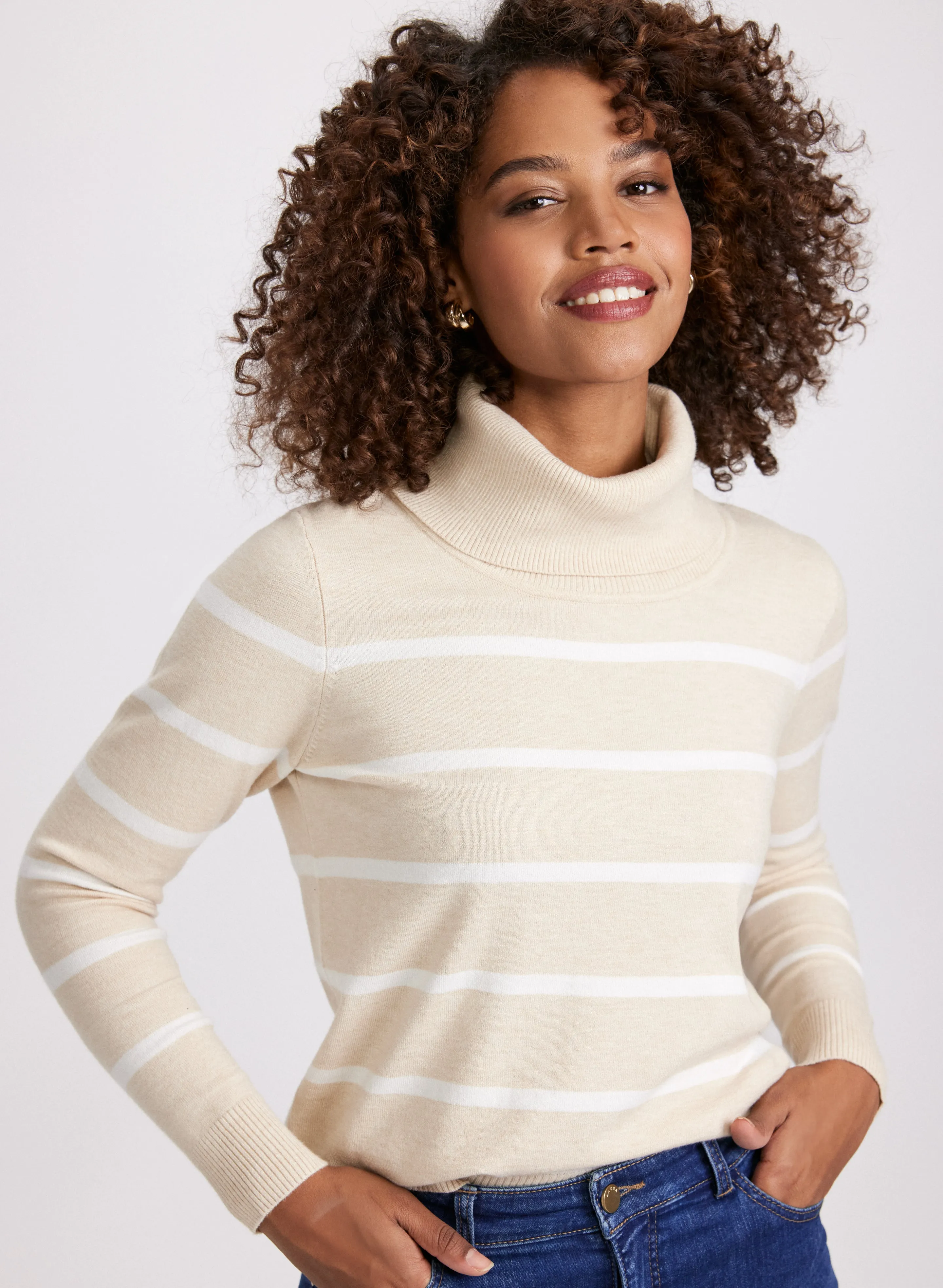 Stripe Print Knit Sweater