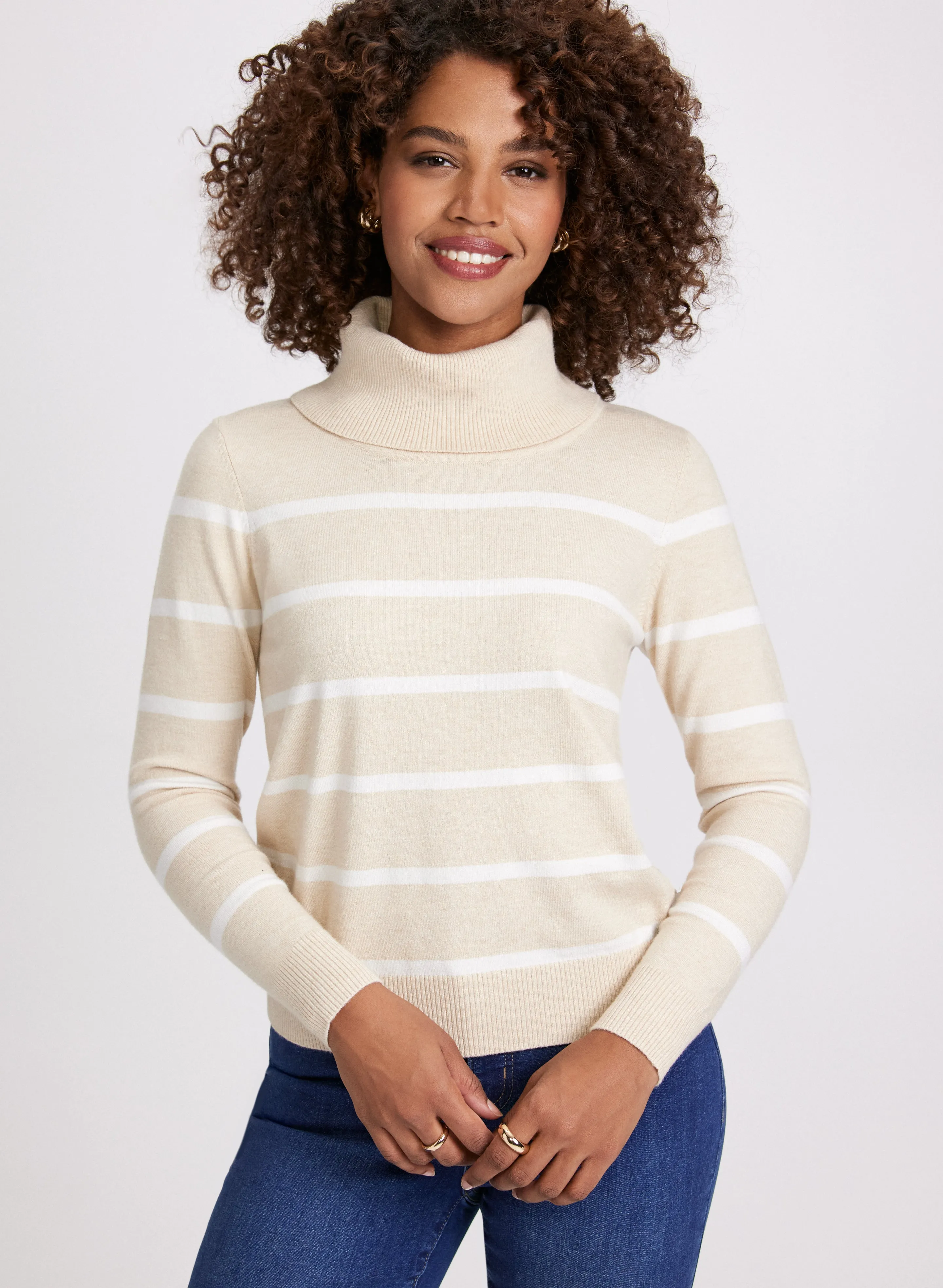 Stripe Print Knit Sweater