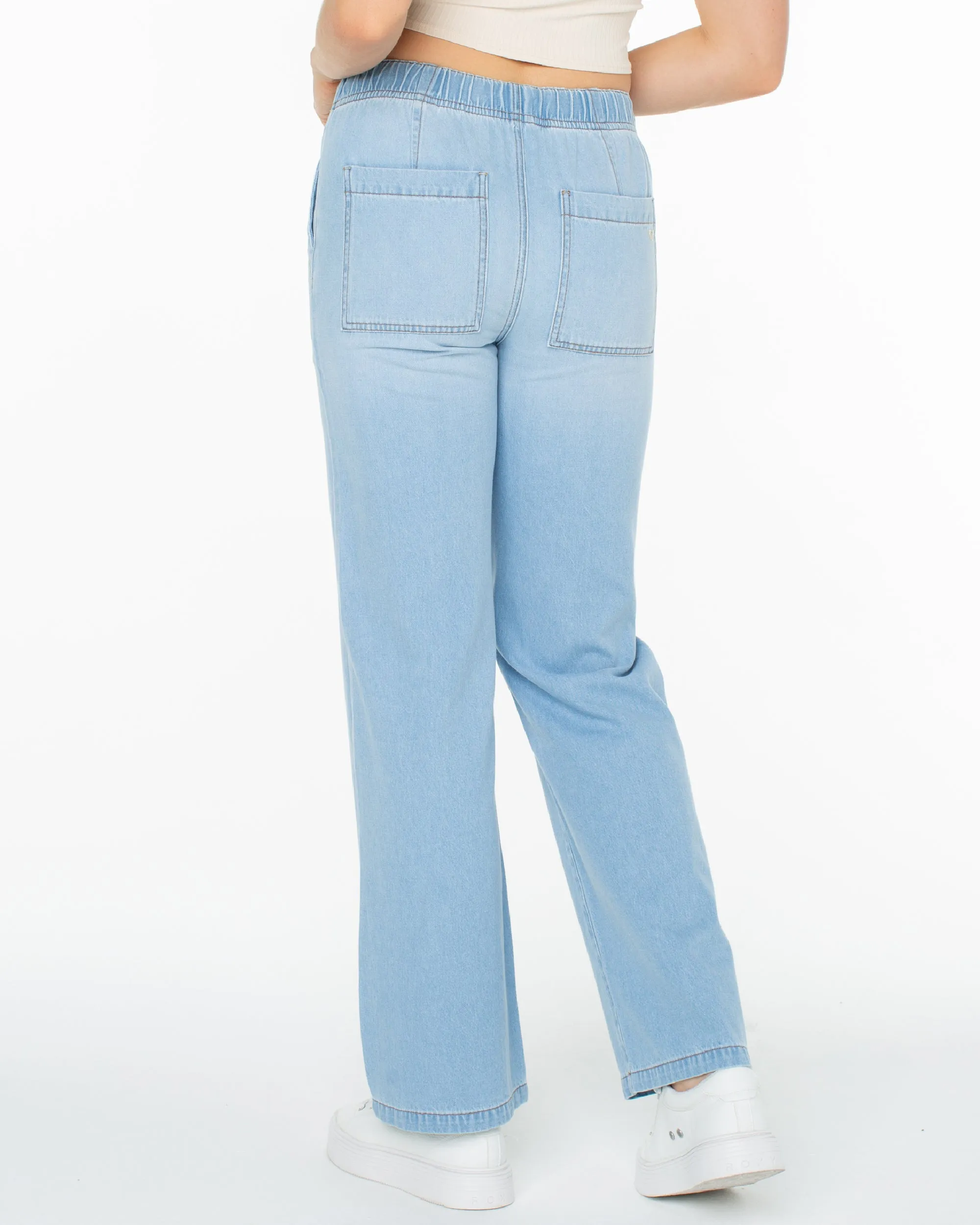 Sunset Dream Faux Denim Casual Pants - Paradise Blue