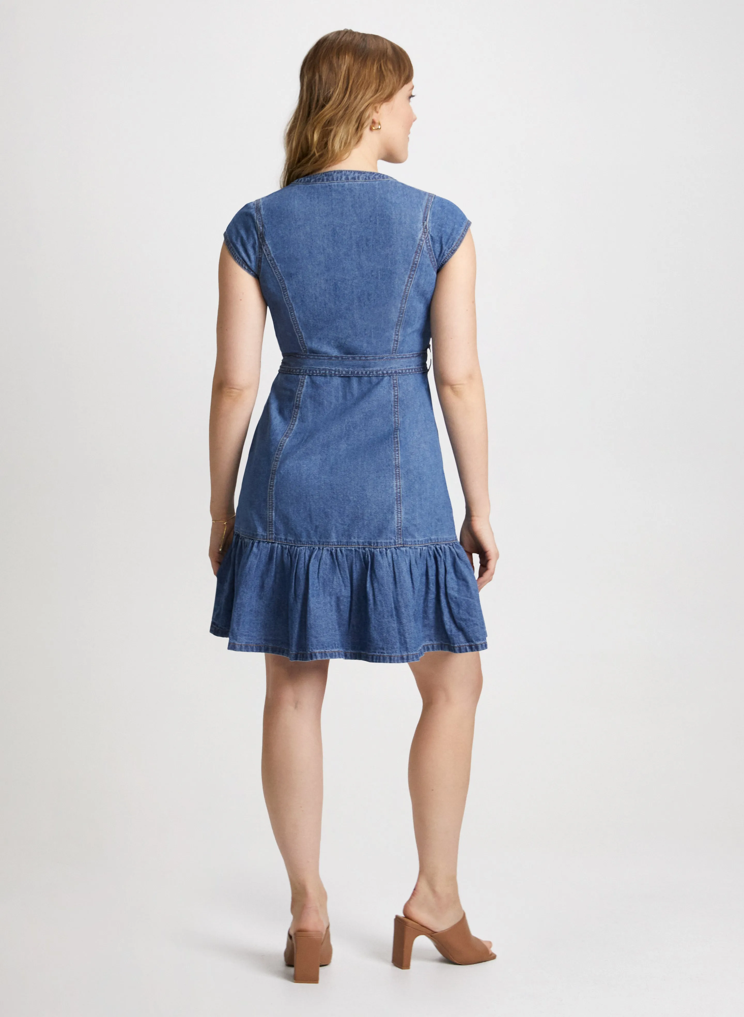 Tiered Denim Shirt Dress