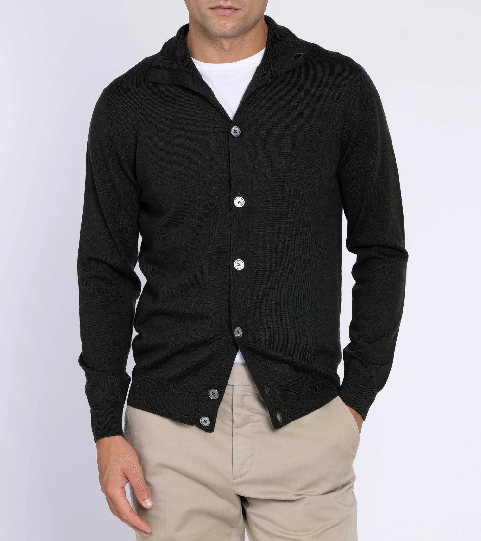 Trunk Stratton Merino Cardigan: Olive