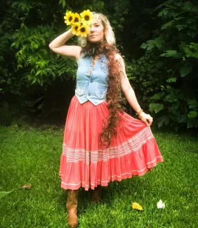 Vintage 1950s 50s | Prairie Patio Western Swing Skirt Hippie Festival Boho | S