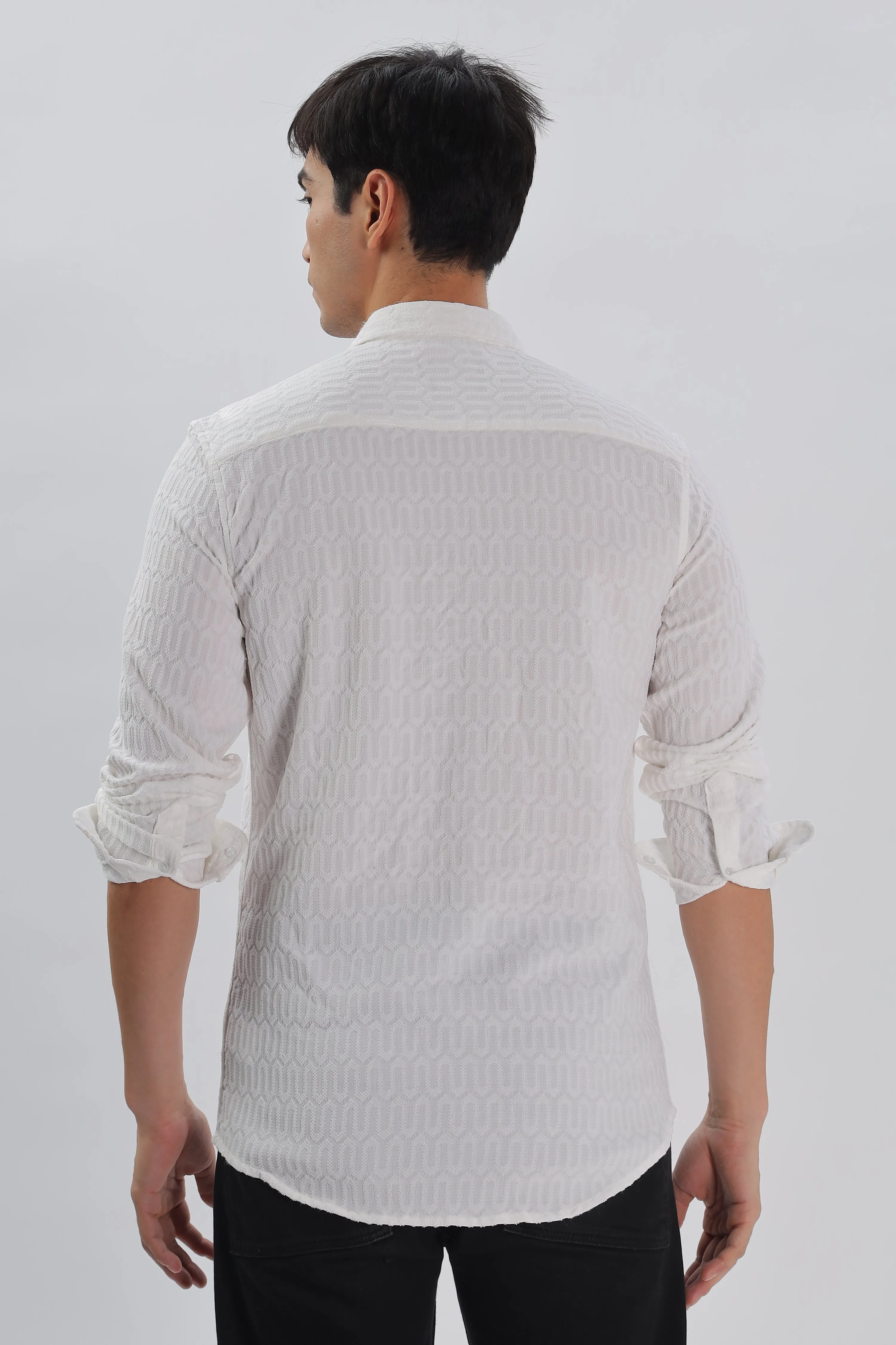 White - Modern Fit Textured Shirt