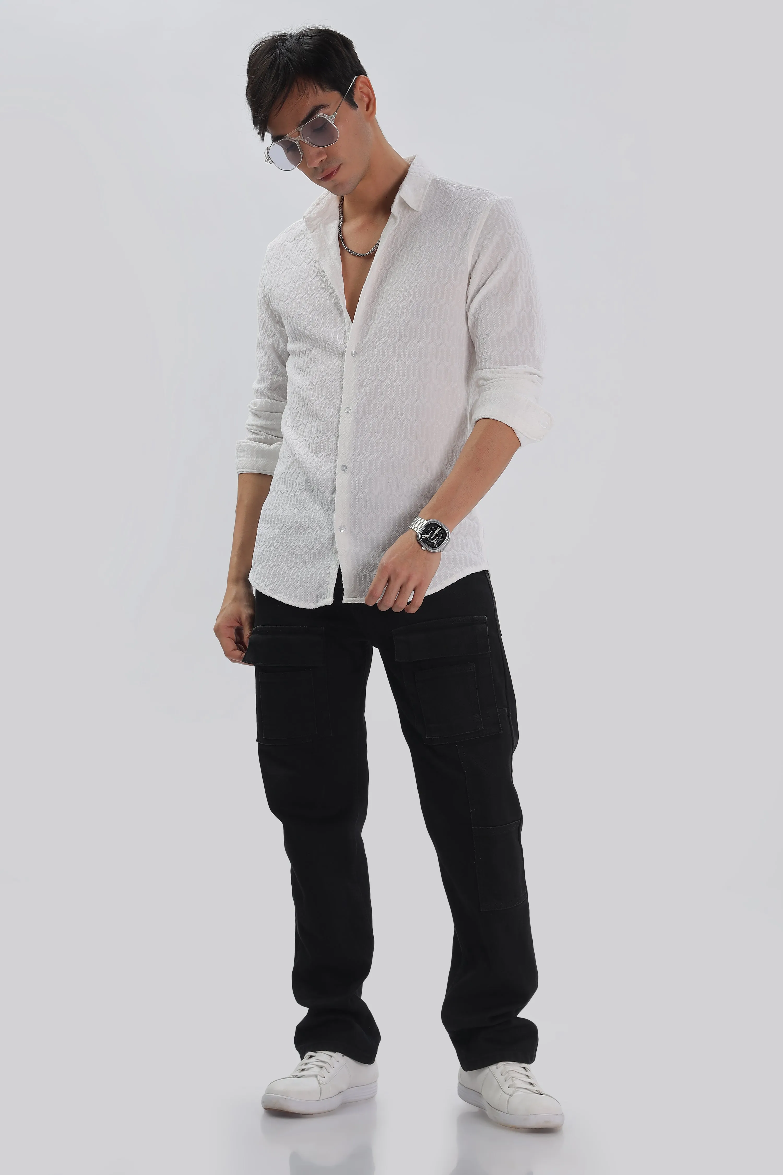 White - Modern Fit Textured Shirt