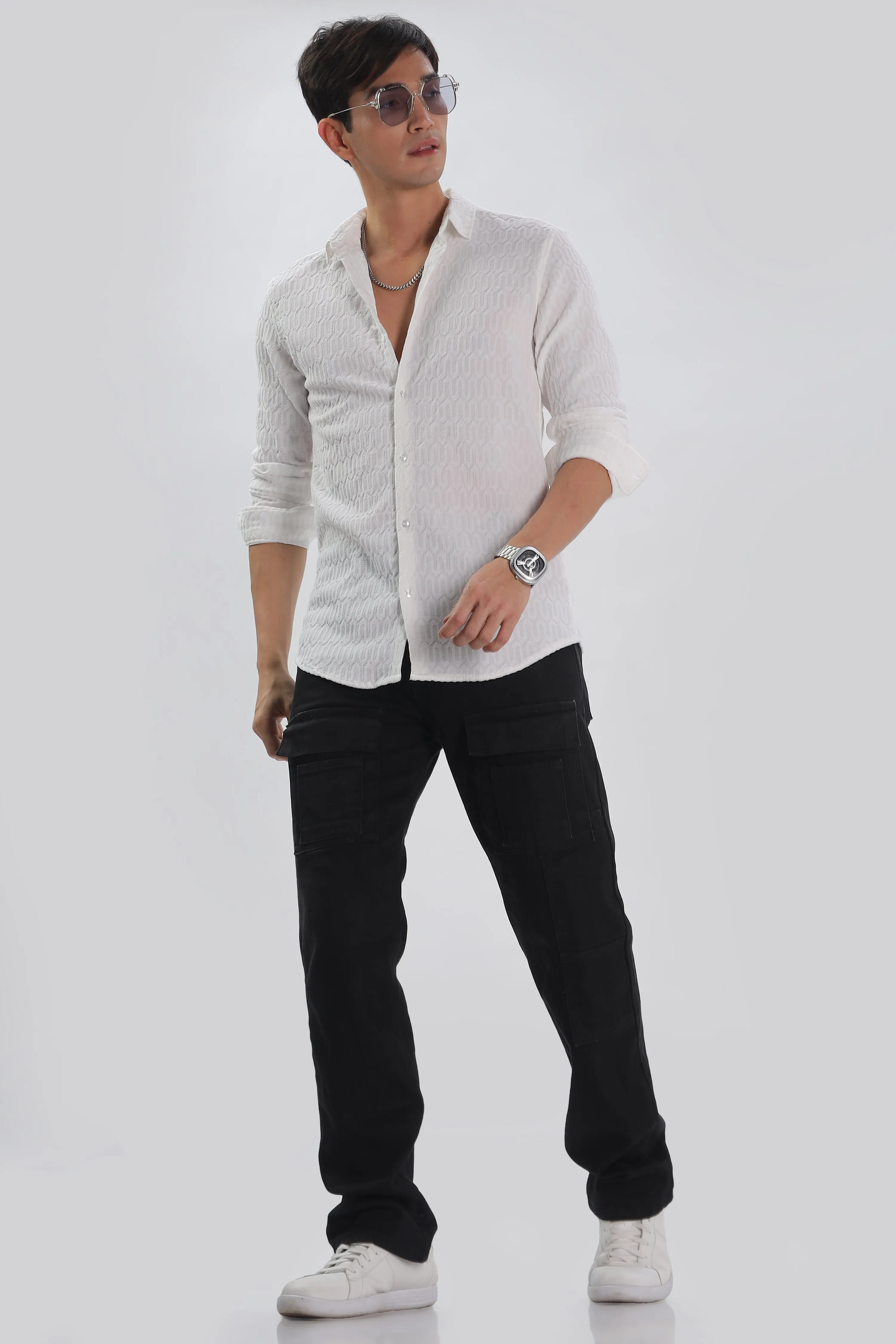 White - Modern Fit Textured Shirt