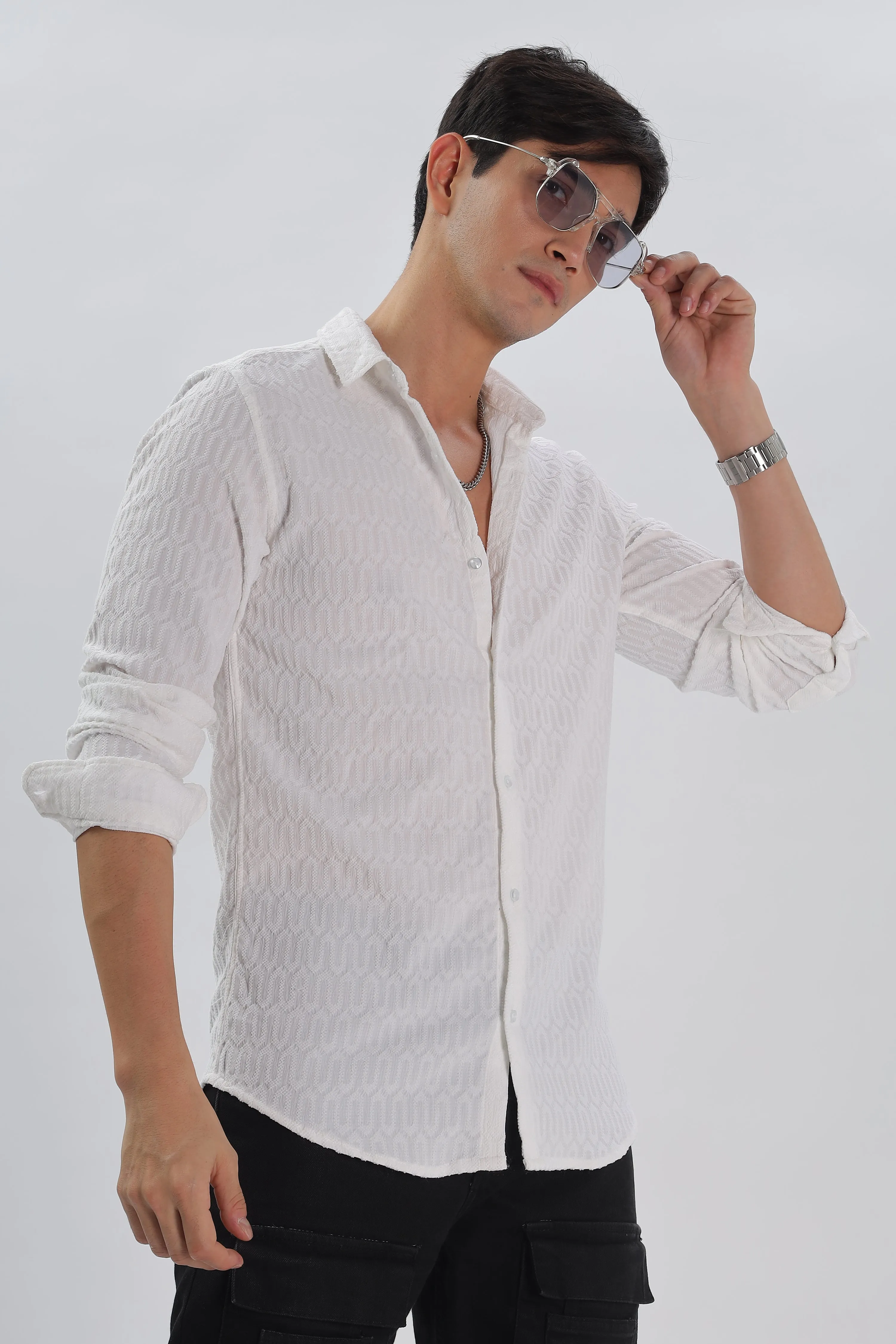 White - Modern Fit Textured Shirt