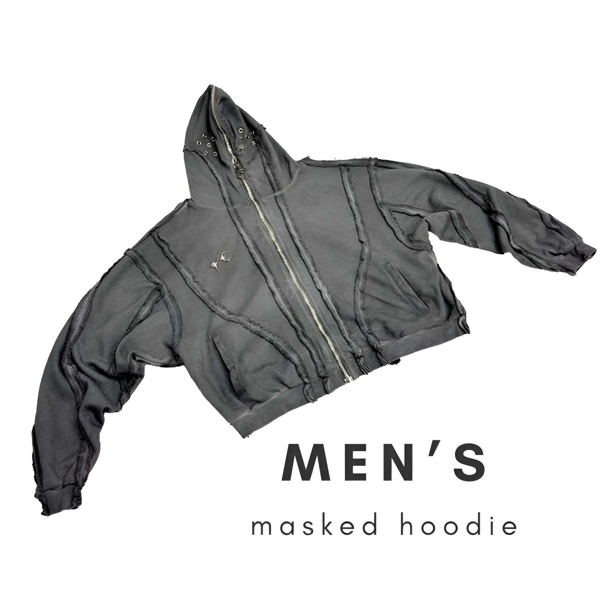 Worn Out Deconstructed Men's Masked Hoodies High Street Niche Design 2025 Trendy Hoodies