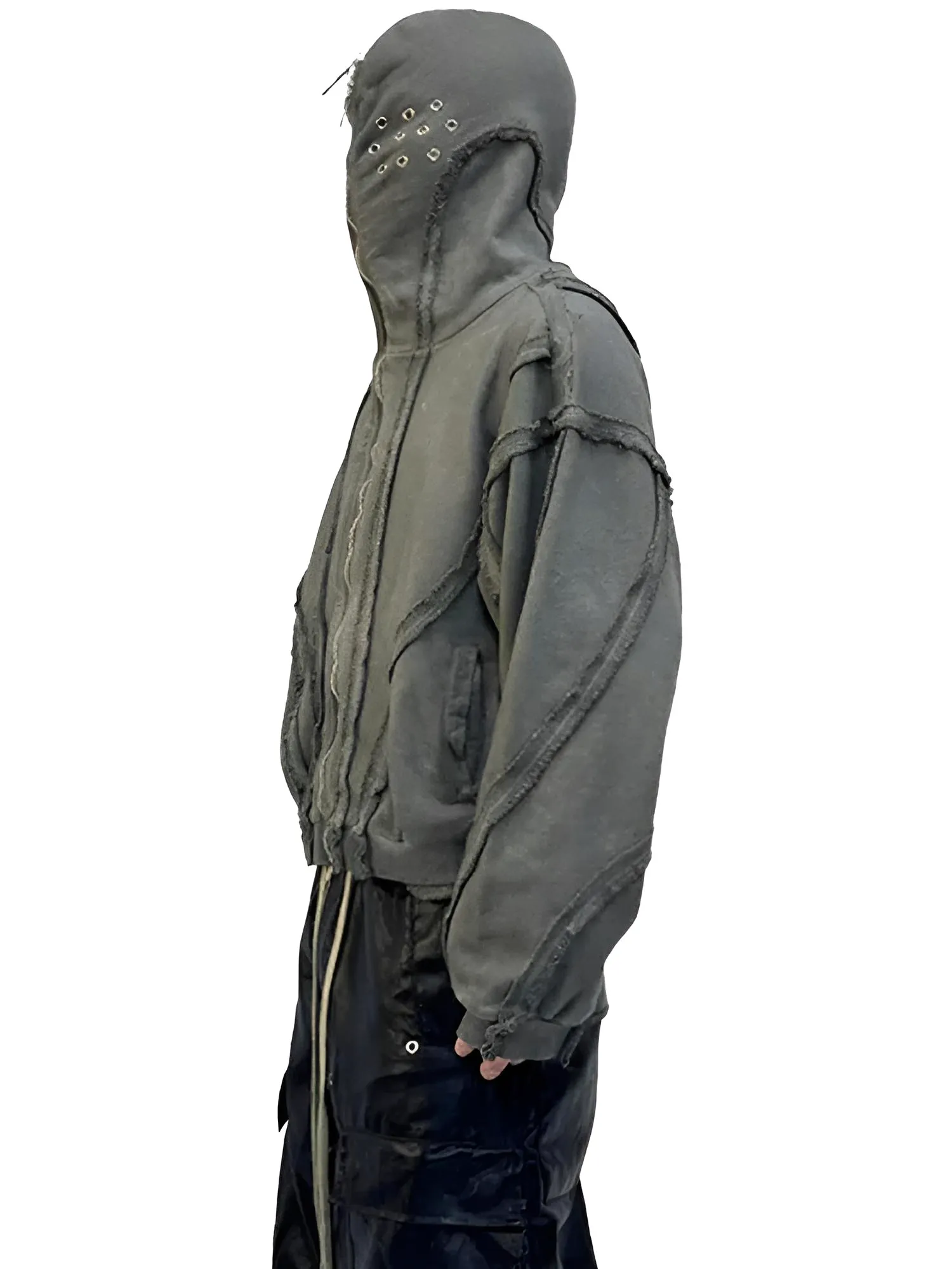 Worn Out Deconstructed Men's Masked Hoodies High Street Niche Design 2025 Trendy Hoodies