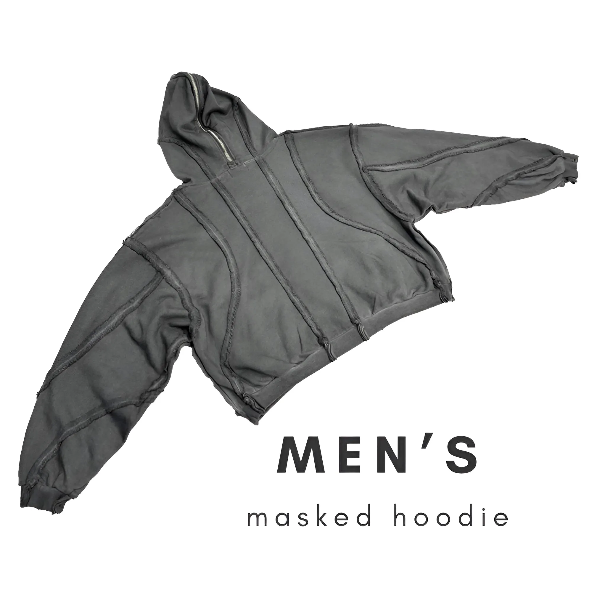 Worn Out Deconstructed Men's Masked Hoodies High Street Niche Design 2025 Trendy Hoodies